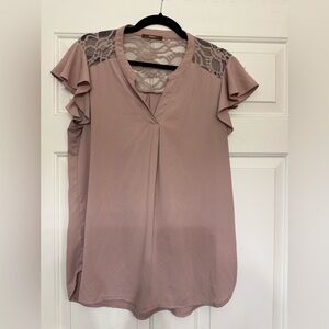 Pink Lace Accent Blouse